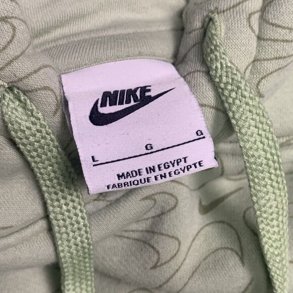 Nike Swoosh Print Embroidered Logo Hoodie Pullover Men's Large Green DM7930-343 - Picture 7 of 10